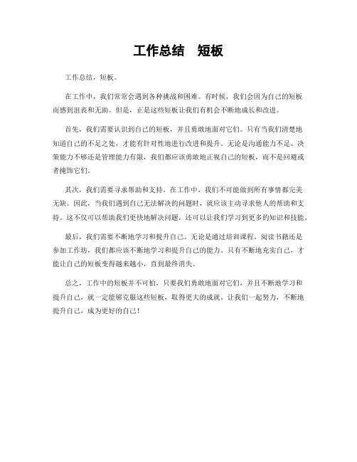 工作总结  短板