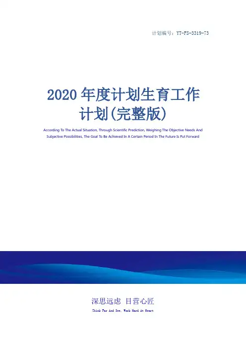2020年度计划生育工作计划(完整版)