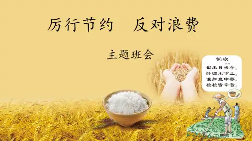 《厉行节约,反对浪费》主题班会ppt课件