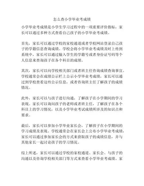 怎么查小学毕业考成绩