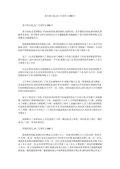 夏天的大雨_初三写景作文800字