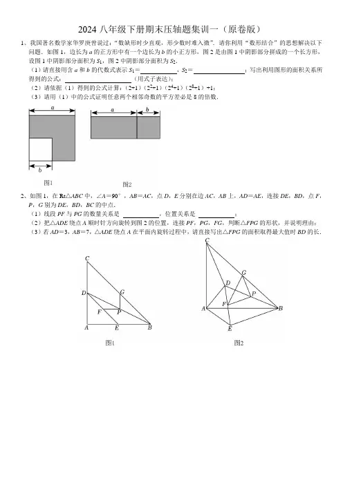 2024八年级下册期末压轴题集训(原卷版)