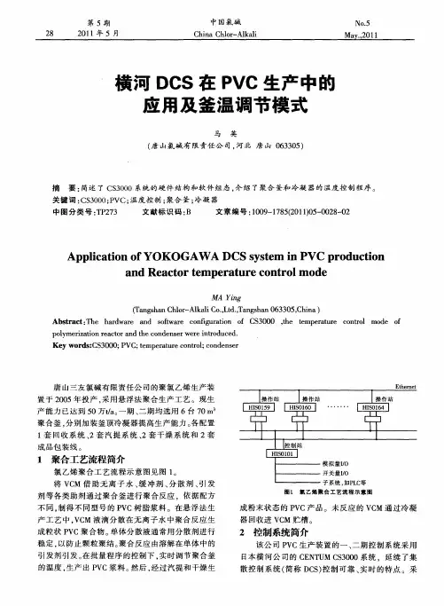 横河DCS在PVC生产中的应用及釜温调节模式
