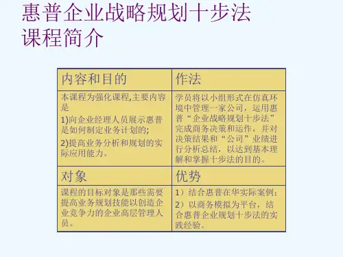 惠普企业战略规划十步法
