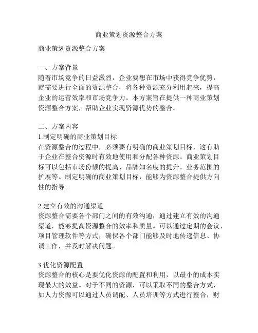 商业策划资源整合方案