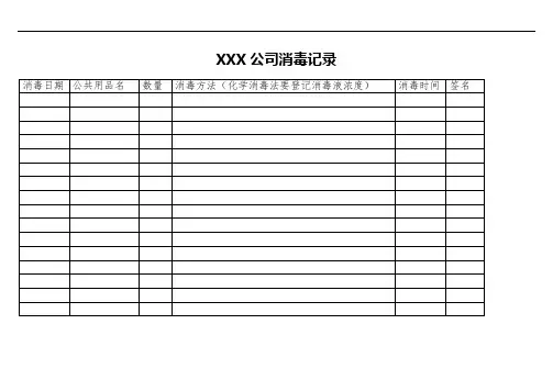 XXXX医院公共用品消毒记录登记本及消毒工作要求