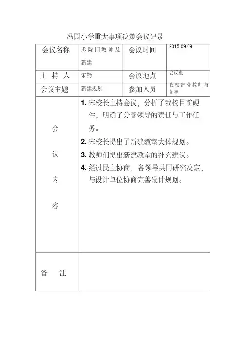 学校重大事项决策会议记录表讲解