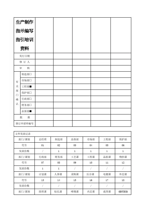 生产制作指示编写指引培训资料