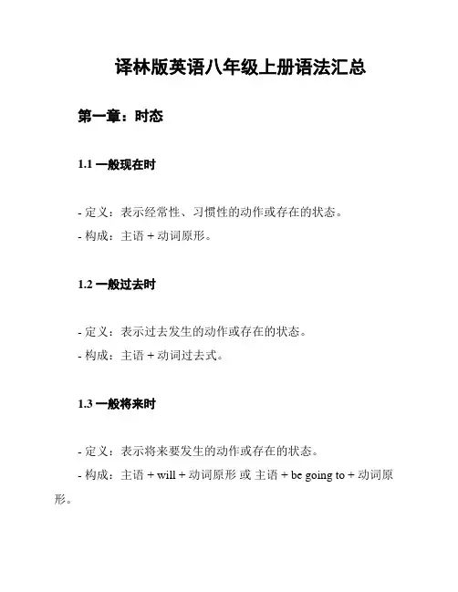 译林版英语八年级上册语法汇总