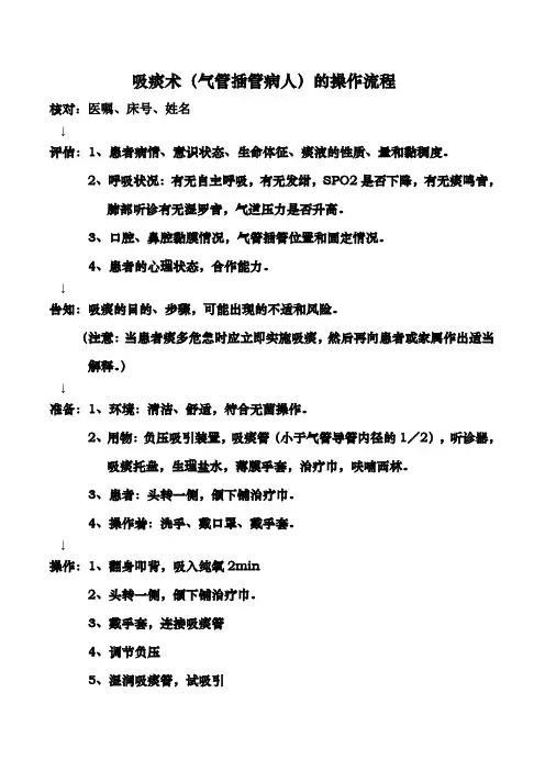 吸痰术(气管插管病人)的操作流程