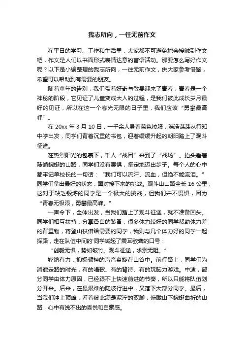 我志所向，一往无前作文