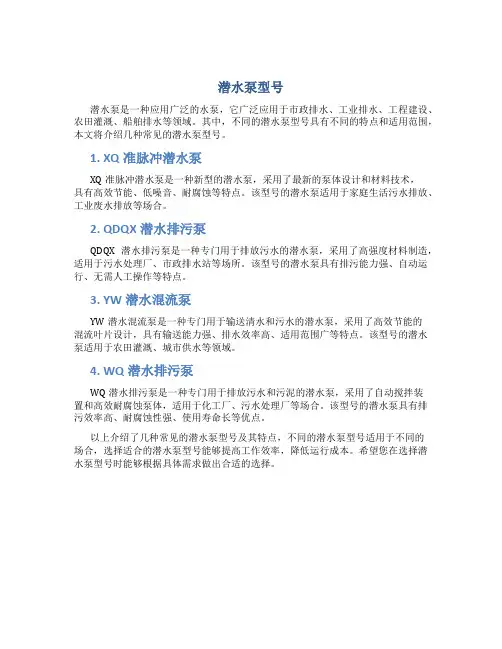潜水泵型号