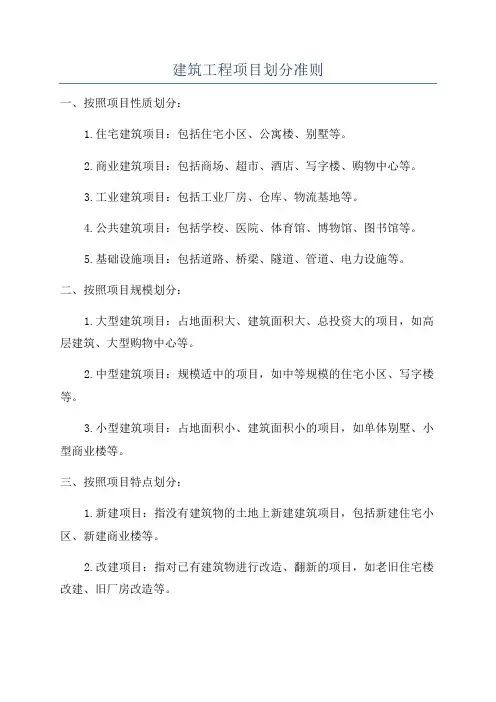 建筑工程项目划分准则