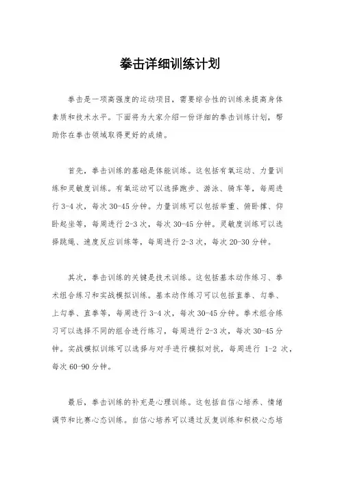 拳击详细训练计划
