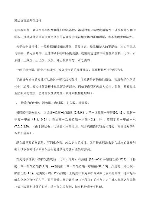 薄层色谱展开剂选择仅供