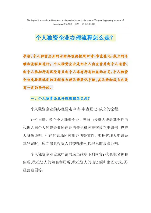 个人独资企业办理流程怎么走？