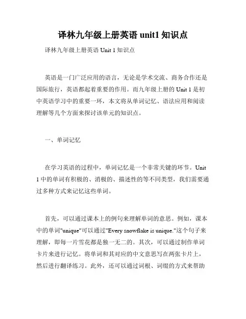 译林九年级上册英语unit1知识点