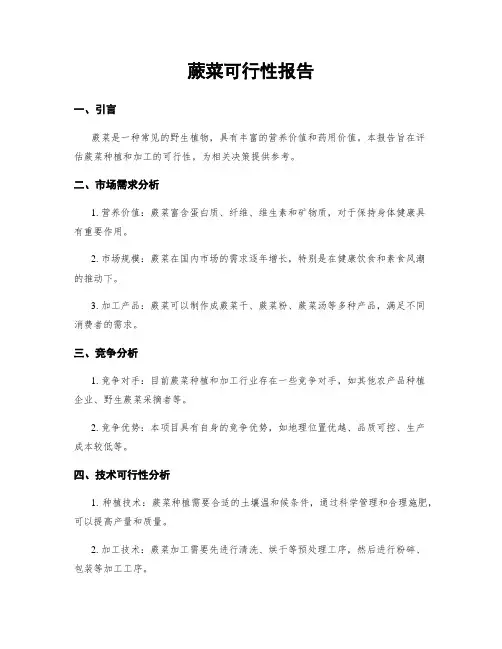 蕨菜可行性报告