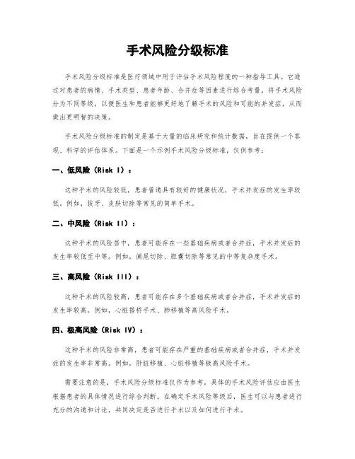 手术风险分级标准