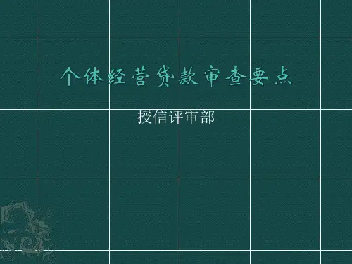 个体贷款审查要点(授信评审部)