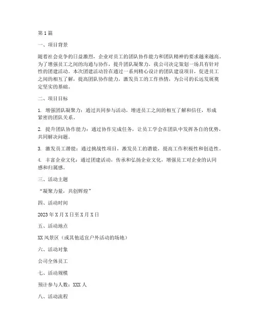 公司活动团建项目策划书(3篇)