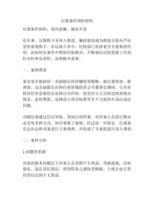 纪委案件剖析材料