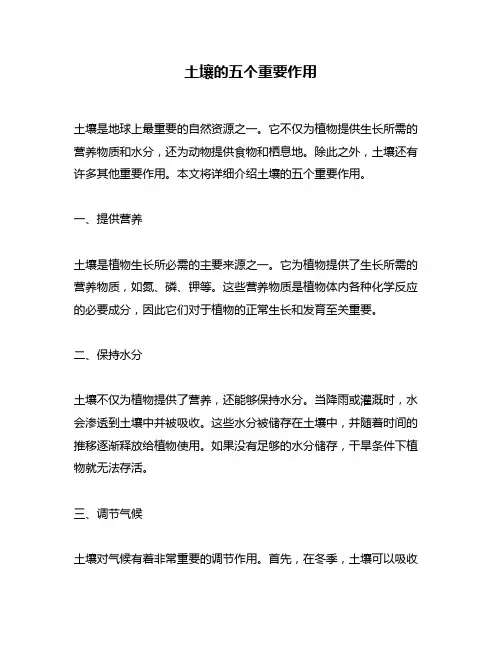 土壤的五个重要作用