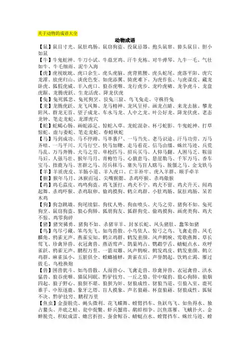 所有与动物有关的成语大全
