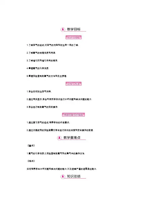 人教版化学九年级上册：第2单元 复习-教案