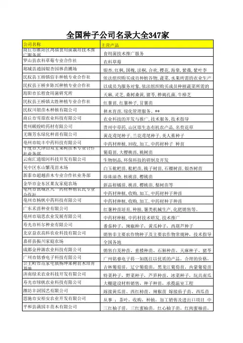 全国种子公司名录大全347家