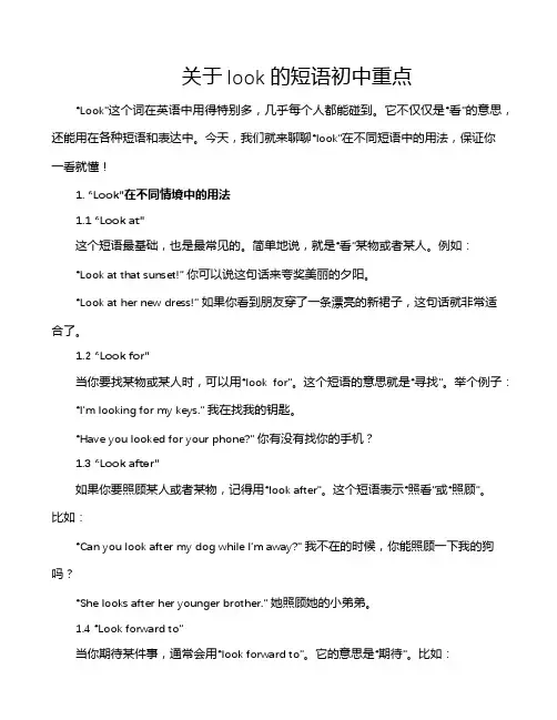 关于look的短语初中重点