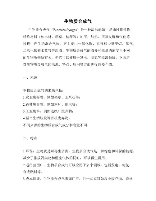 生物质合成气