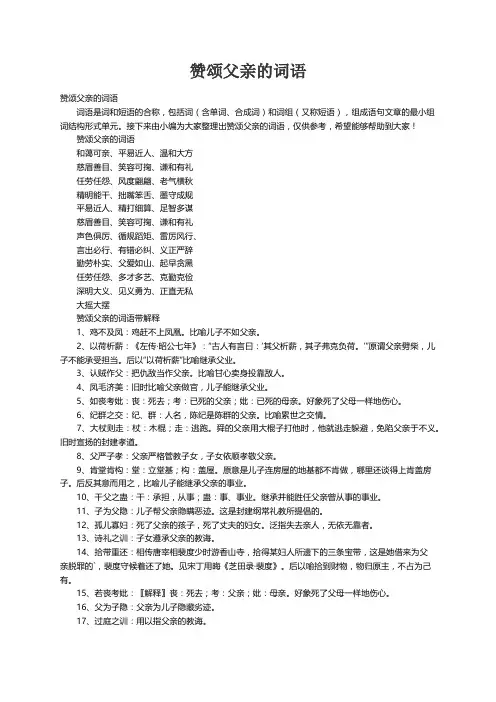 赞颂父亲的词语