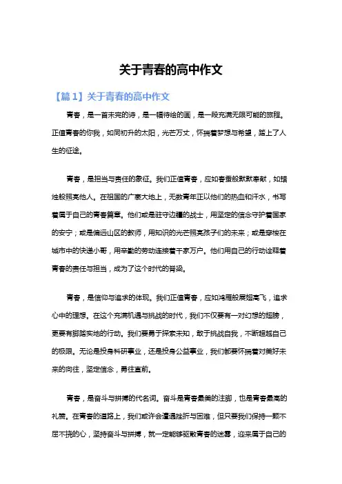 关于青春的高中作文