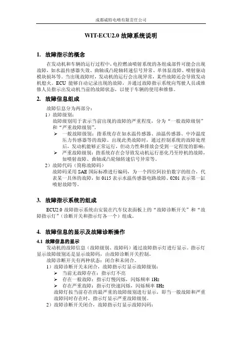 威特WIT-ECU2.0故障码及闪码说明