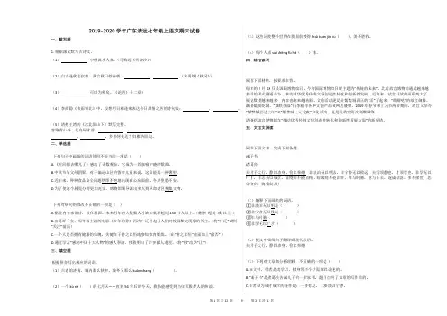 2016-2020兴义阳光书院小升初语文真题试卷55236