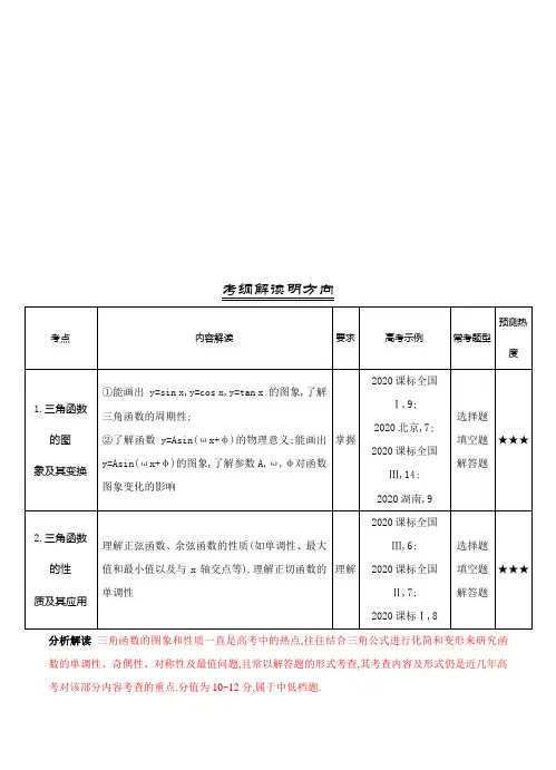 三年高考(2020-2020)(文)真题分类：专题10-三角函数图象与性质