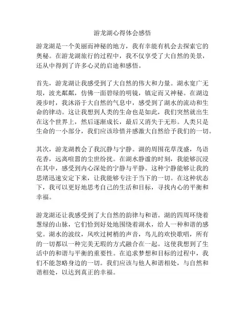 游龙湖心得体会感悟