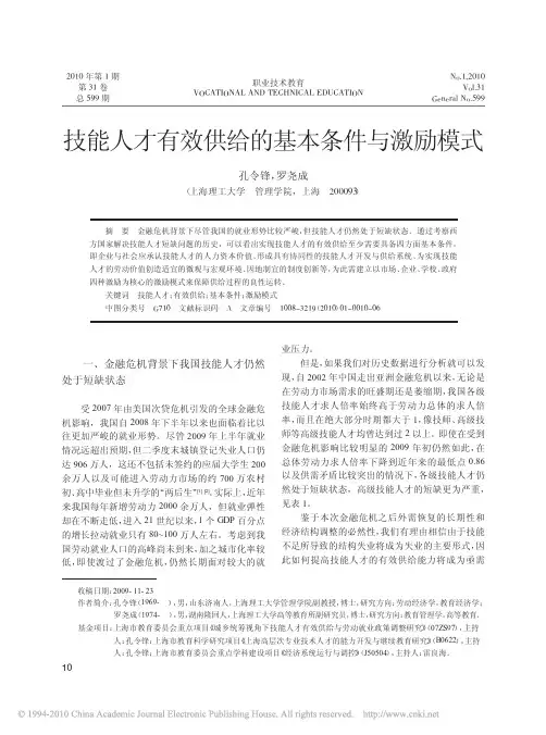 20技能人才有效供给的基本条件与激励模式