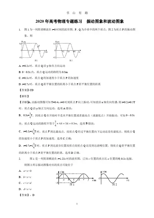 高考物理专题练习  振动图象和波动图象(含解析)word.doc
