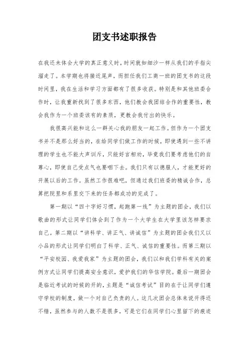 团支书述职报告 2