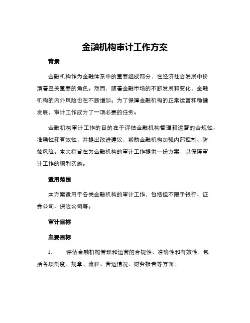 金融机构审计工作方案