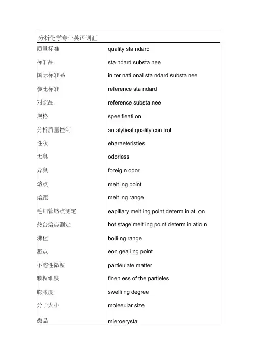 分析化学专业英语词汇