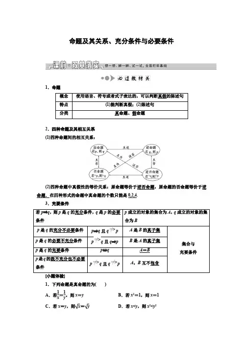 命题及其关系、充分条件与必要条件