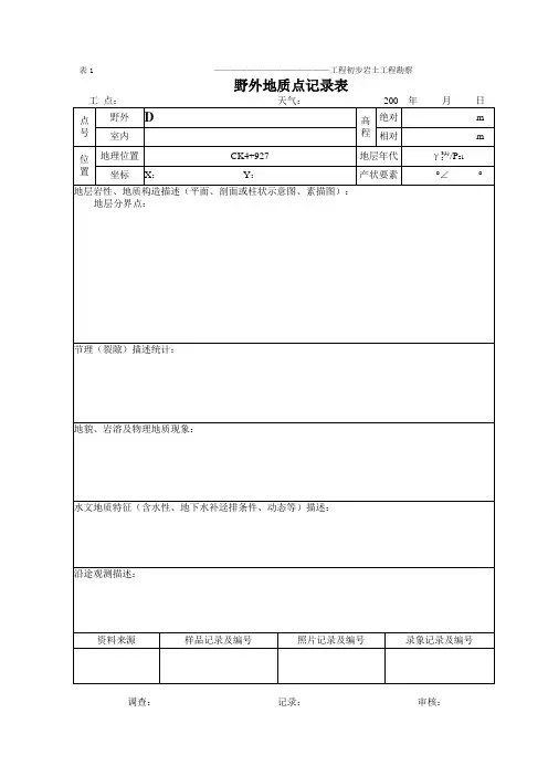地质调查表