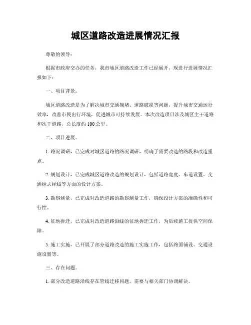 城区道路改造进展情况汇报