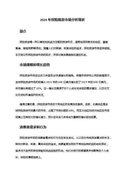 2024年探险旅游市场分析现状