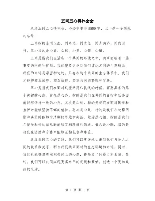 五同五心得体会会