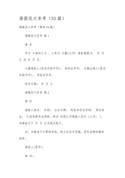 借据范文参考(33篇)