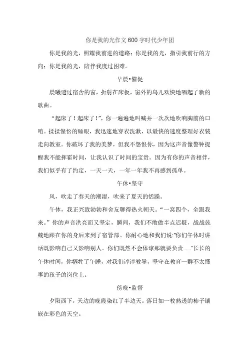 你是我的光作文600字时代少年团